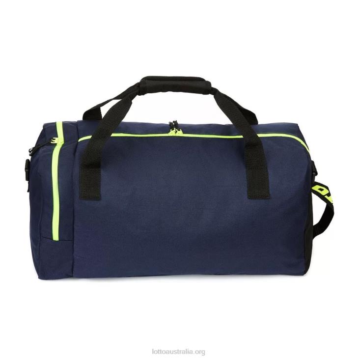 Men Lotto 204N653 Navy Blue/Silver Metal/Safety Yellow Bag Gym S