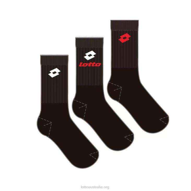 Men Lotto 204N680 All Black Sock Quarter - Pk3Prs