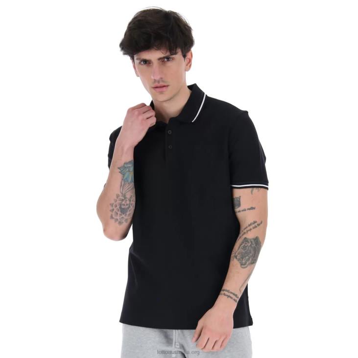 Men Lotto 204N554 All Black/Bright White Polo Classica Pq