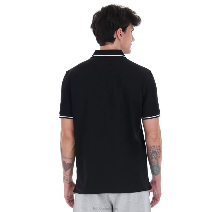 Men Lotto 204N554 All Black/Bright White Polo Classica Pq