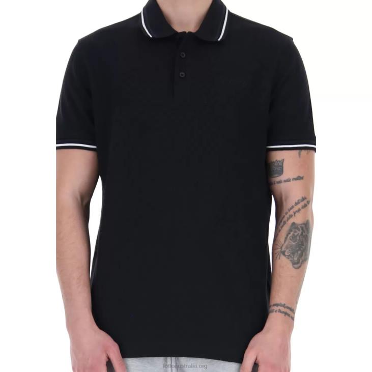 Men Lotto 204N554 All Black/Bright White Polo Classica Pq