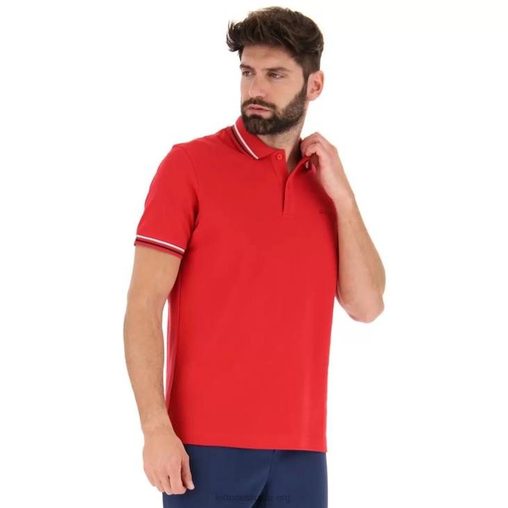 Men Lotto 204N557 Tango Red/Navy Blue Polo Classica