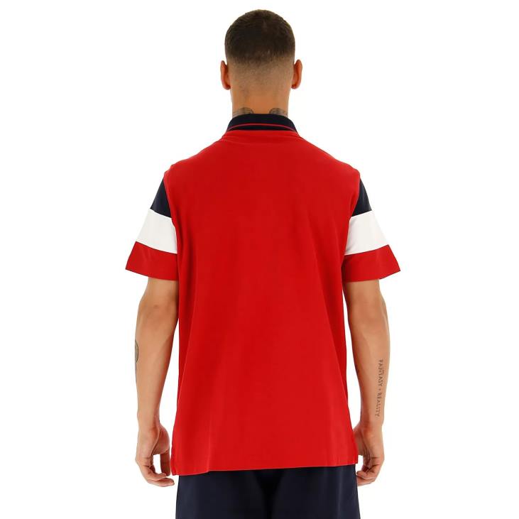 Men Lotto 204N572 Tango Red/Navy Blue Polo Praja Pq
