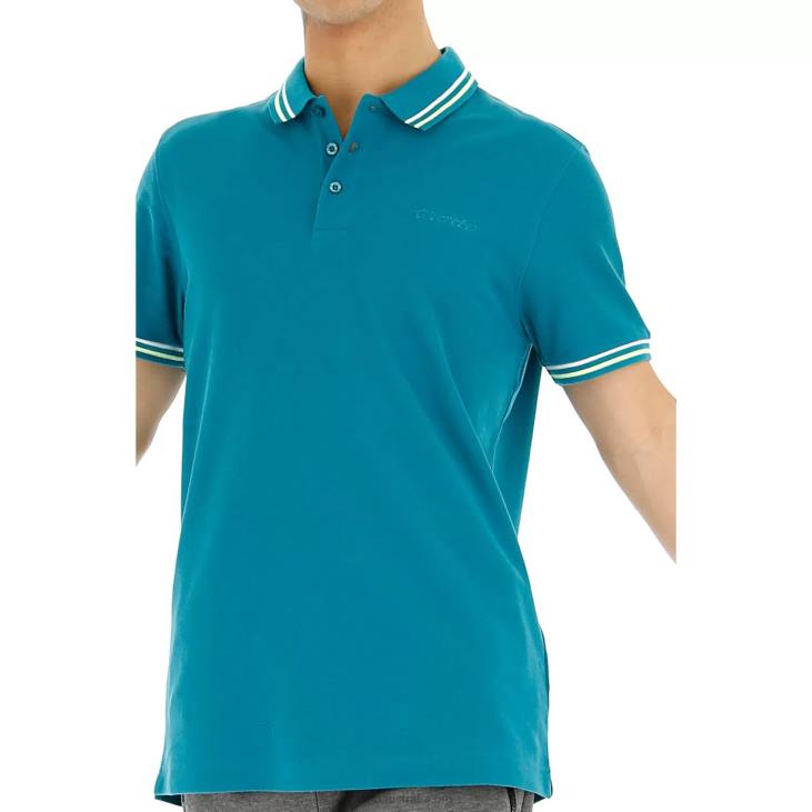 Men Lotto 204N585 Deep Lake/Light Green Polo Classica Pq