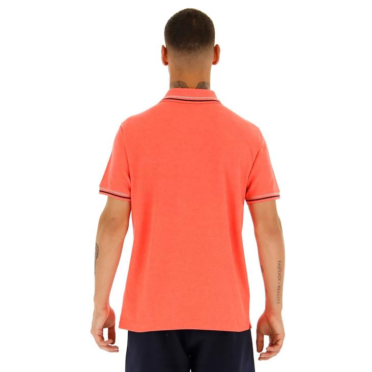 Men Lotto 204N589 Red Fluo/Navy Blue Polo Classica Pq