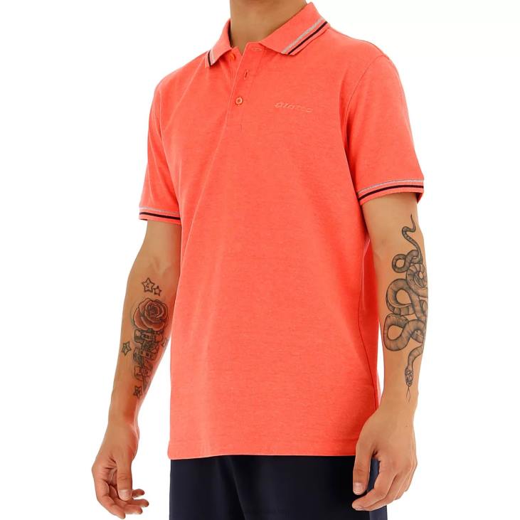 Men Lotto 204N589 Red Fluo/Navy Blue Polo Classica Pq