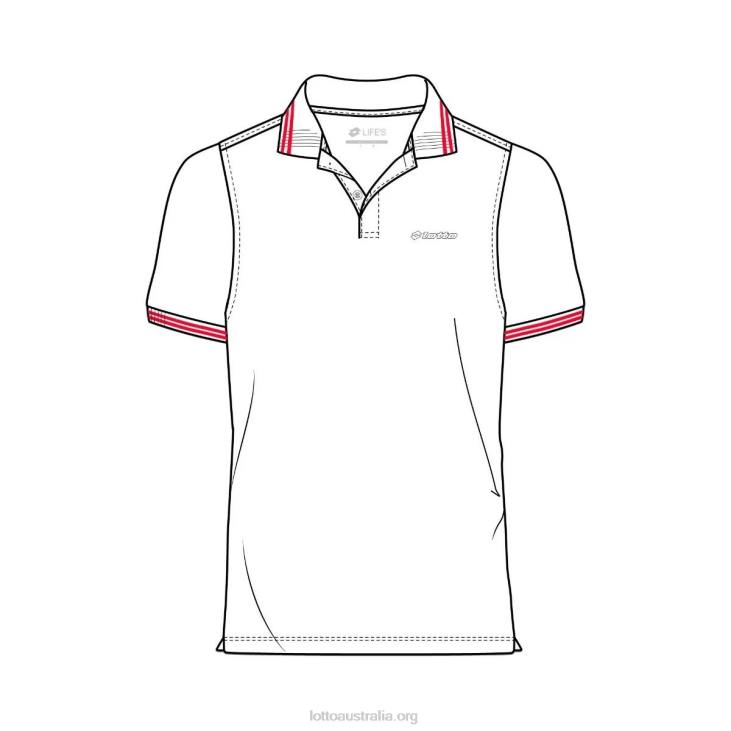 Men Lotto 204N593 Bright White/Flame Red Polo Classica