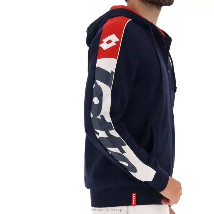 Men Lotto 204N305 Navy Blue/Flame Red Athletica Lg Sweat Fz Hd Fl