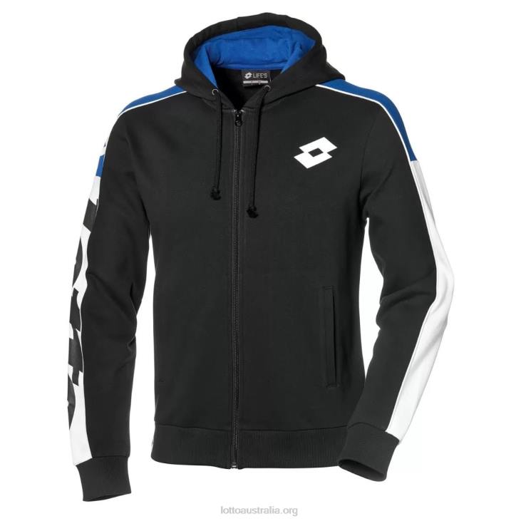 Men Lotto 204N306 All Black/Pacific Blue Athletica Lg Sweat Fz Hd Fl