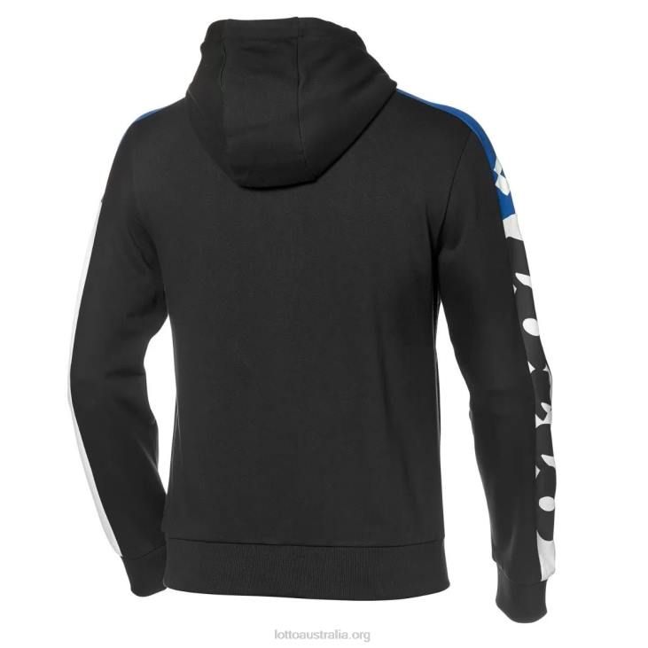 Men Lotto 204N306 All Black/Pacific Blue Athletica Lg Sweat Fz Hd Fl