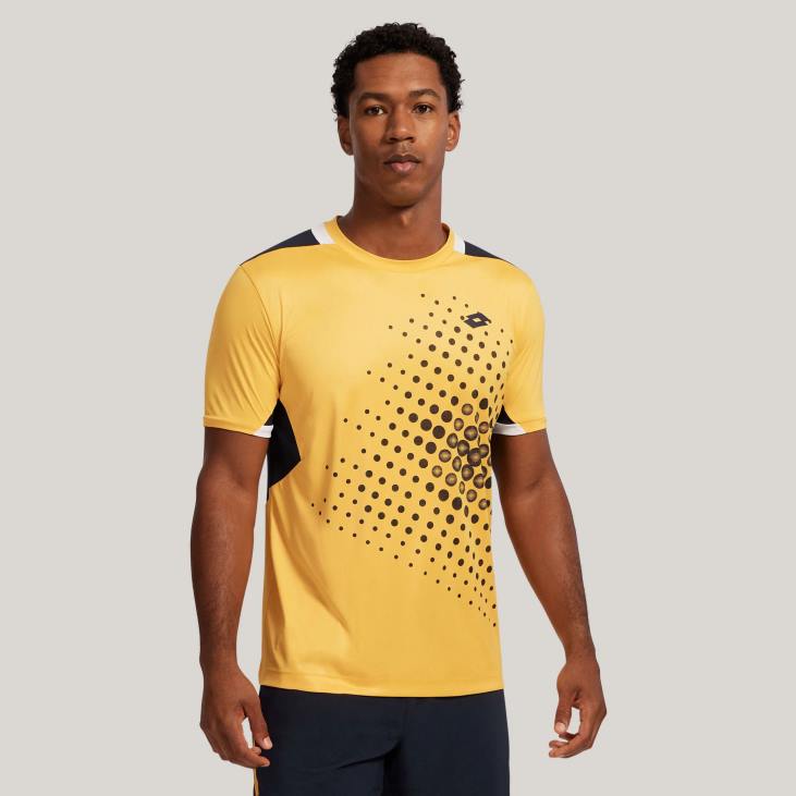 Men Lotto 204N1240 Saffron/Navy Blue Saffron Printed Top Ten Tee