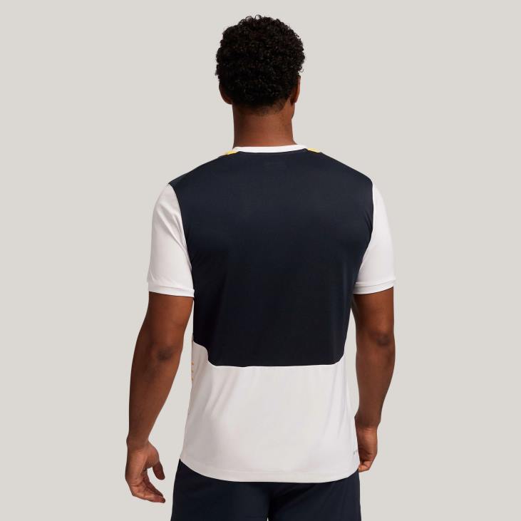 Men Lotto 204N1244 Bright White/Navy Blue White And Yellow Printed Top Ten Tee