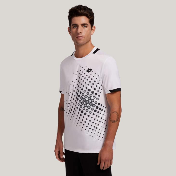 Men Lotto 204N1245 Bright White/All Black White And Black Printed Top Ten Tee