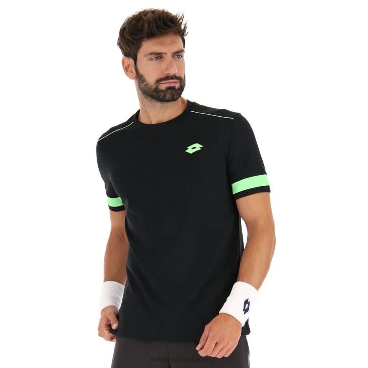 Men Lotto 204N1261 All Black/Green Apple Neo Black Superrapida Tee