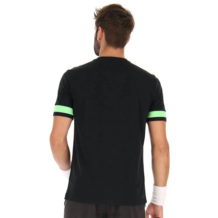 Men Lotto 204N1261 All Black/Green Apple Neo Black Superrapida Tee