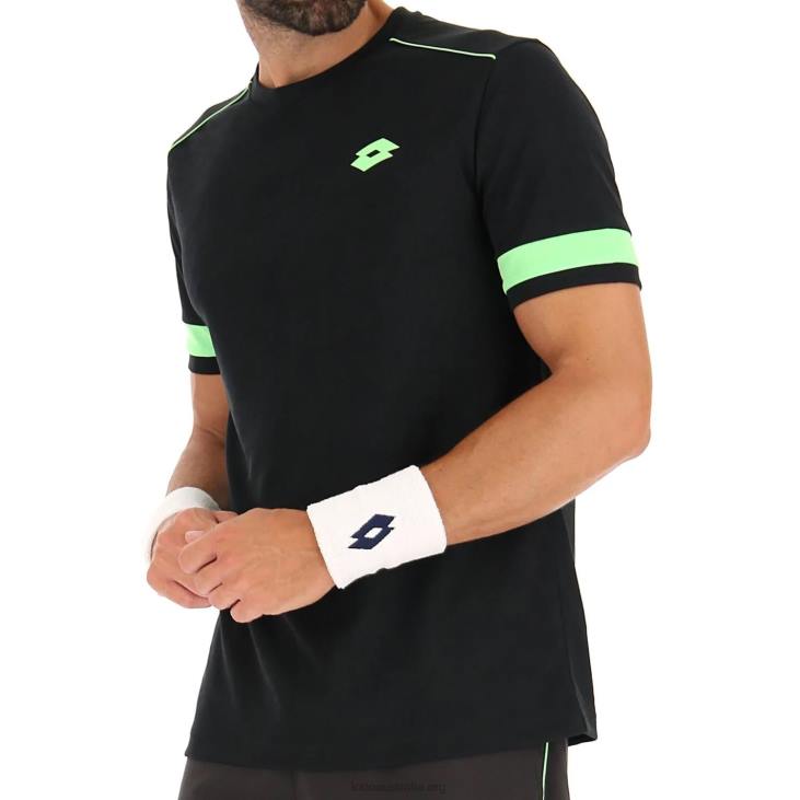 Men Lotto 204N1261 All Black/Green Apple Neo Black Superrapida Tee
