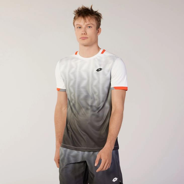 Men Lotto 204N1316 All Black/Bright White Black/White Multi-Color Top Ten Tee