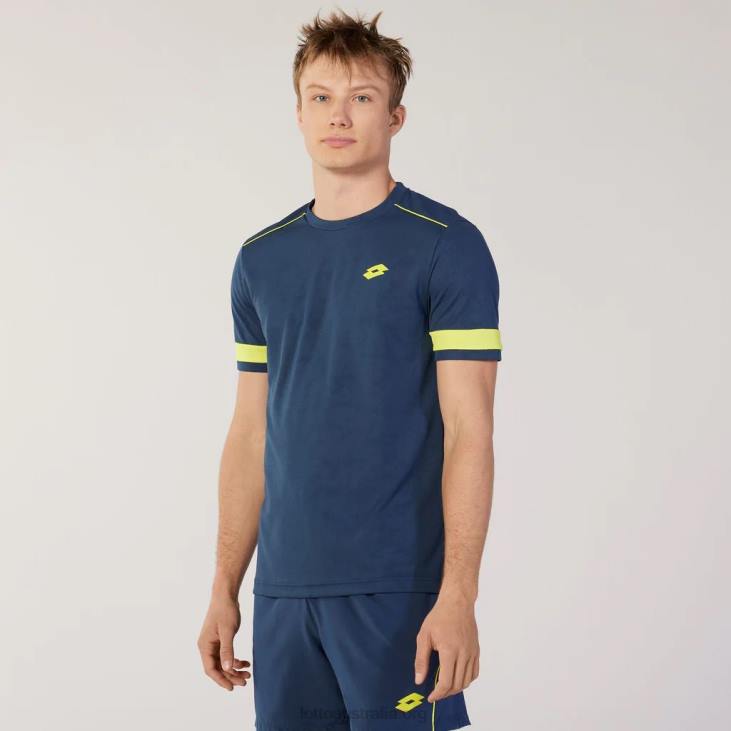 Men Lotto 204N1322 Dark Denim/Acid Yellow Blue Superrapida Tee
