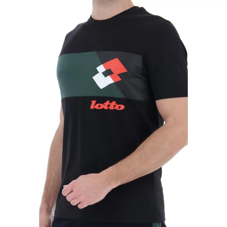 Men Lotto 204N385 All Black Athletica Lg III Tee Js