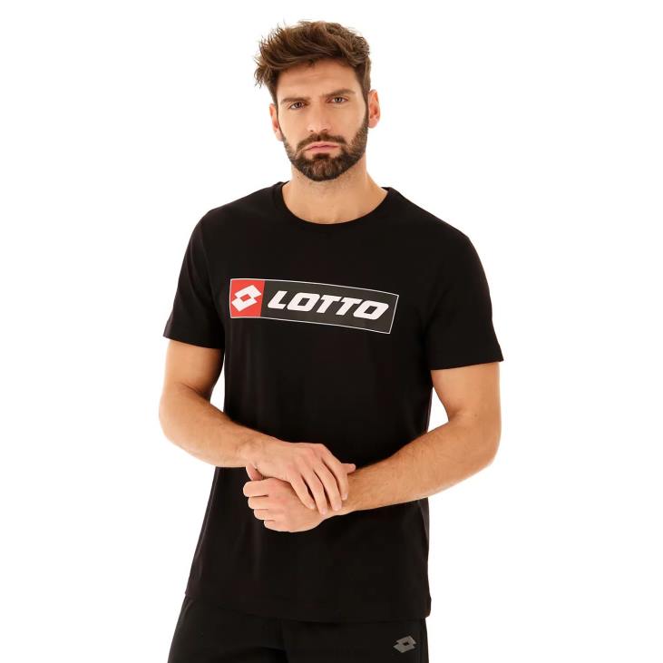 Men Lotto 204N431 All Black Tee Logo Js