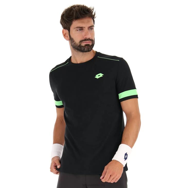 Men Lotto 204N505 All Black/Green Apple Neo Superrapida V Tee