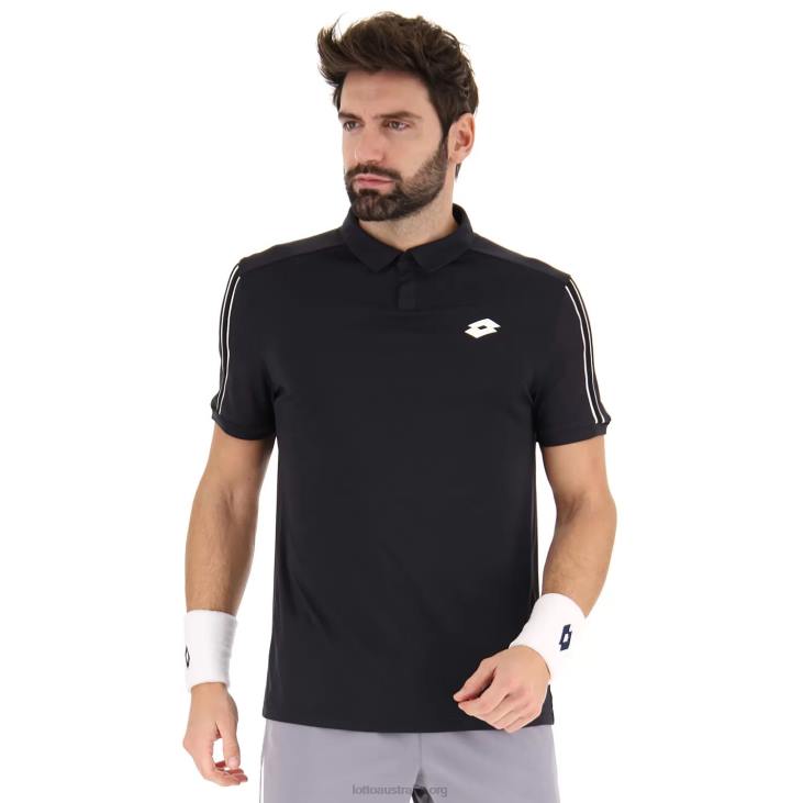 Men Lotto 204N507 All Black Squadra II Polo Pl