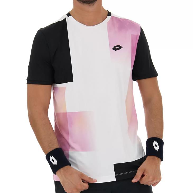 Men Lotto 204N516 Bright White/All Black Top Ten III Tee Prt1 Pl