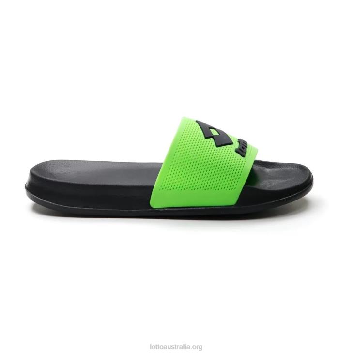 Men Lotto 204N264 All Black/Spring Green Moku II Slide