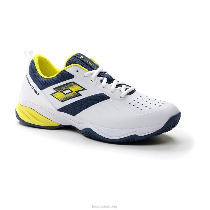 Men Lotto 204N212 All White/Acid Yellow/Dark Denim Superrapida 400 IV