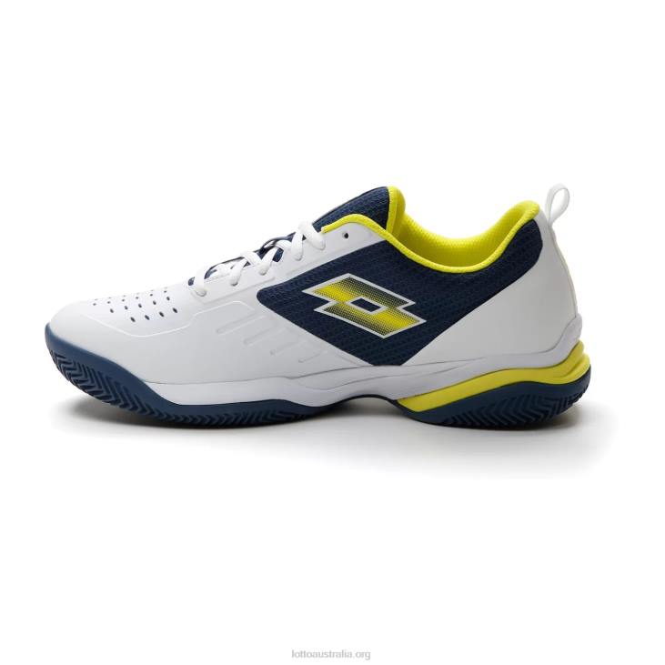 Men Lotto 204N212 All White/Acid Yellow/Dark Denim Superrapida 400 IV