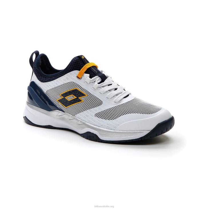 Men Lotto 204N1306 All White/Navy Blue/Saffron White Mirage 200 Speed