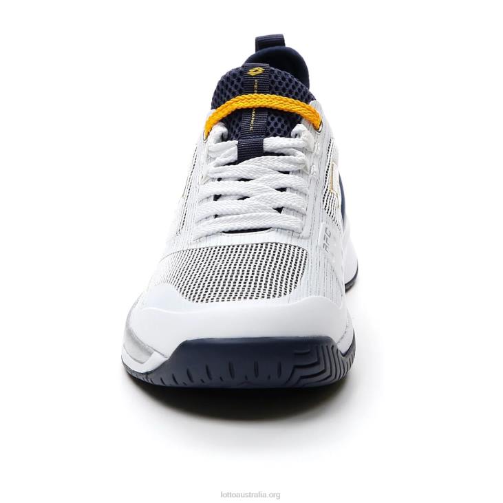 Men Lotto 204N1306 All White/Navy Blue/Saffron White Mirage 200 Speed