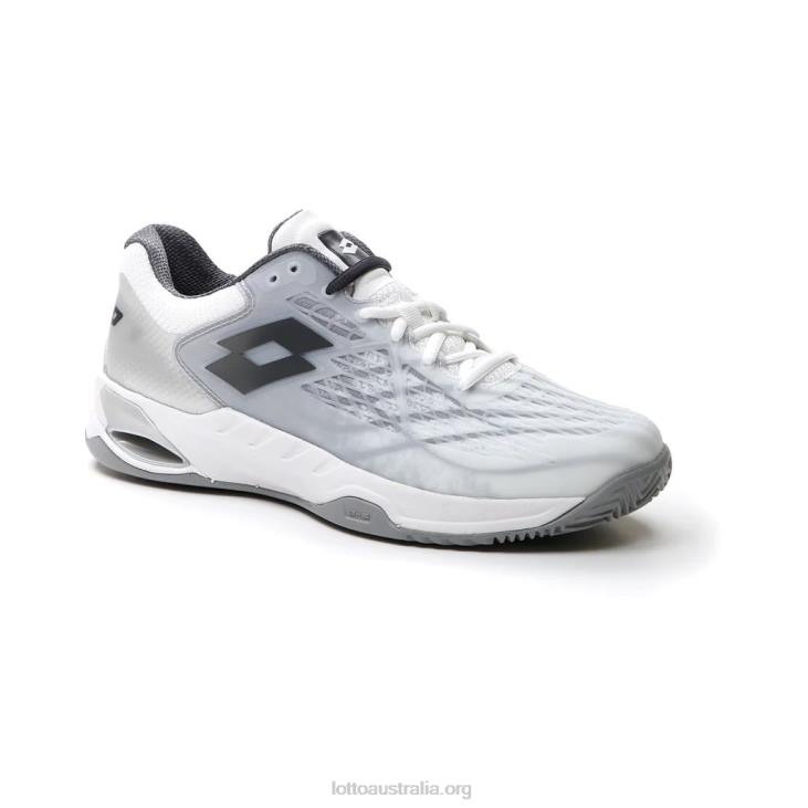 Men Lotto 204N1309 All White/Asphalt/Silver Metal 2 Mirage 100 Clay