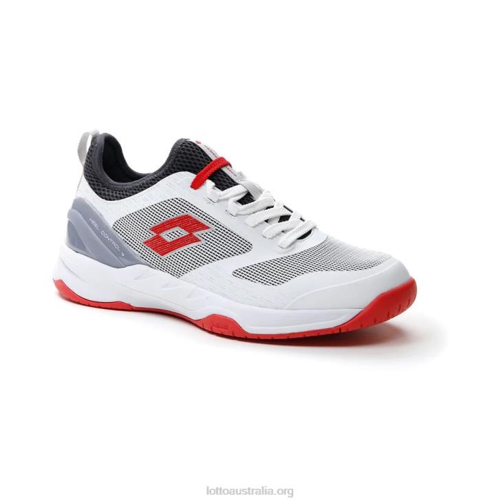 Men Lotto 204N1312 All White/Red Poppy/Asphalt Red Mirage 200 Speed