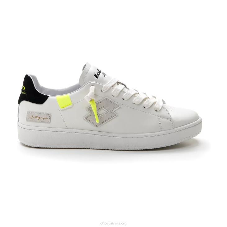 Men Lotto 204N42 White/All Black/Safety Yellow Autograph Fluo