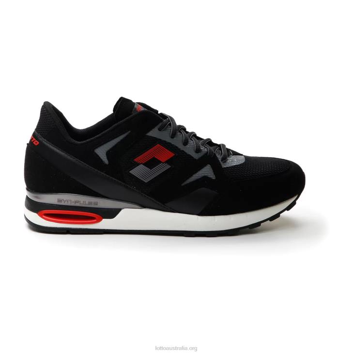 Men Lotto 204N54 All Black/Cool Gray 11C/Flame Red Synpulse \'93 Amf
