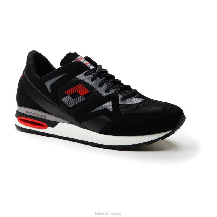 Men Lotto 204N54 All Black/Cool Gray 11C/Flame Red Synpulse \'93 Amf