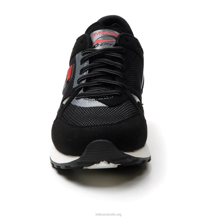 Men Lotto 204N54 All Black/Cool Gray 11C/Flame Red Synpulse \'93 Amf