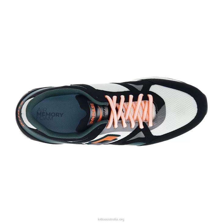 Men Lotto 204N55 White/All Black/Trekking Green Synpulse \'93 Amf
