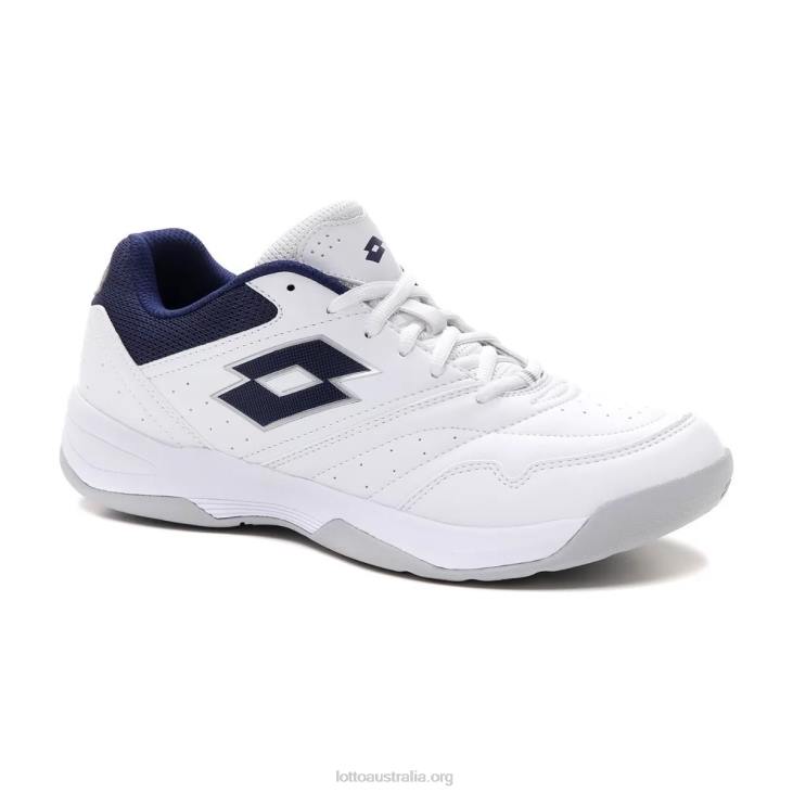 Men Lotto 204N73 All White/Navy Blue Court Logo Xviii