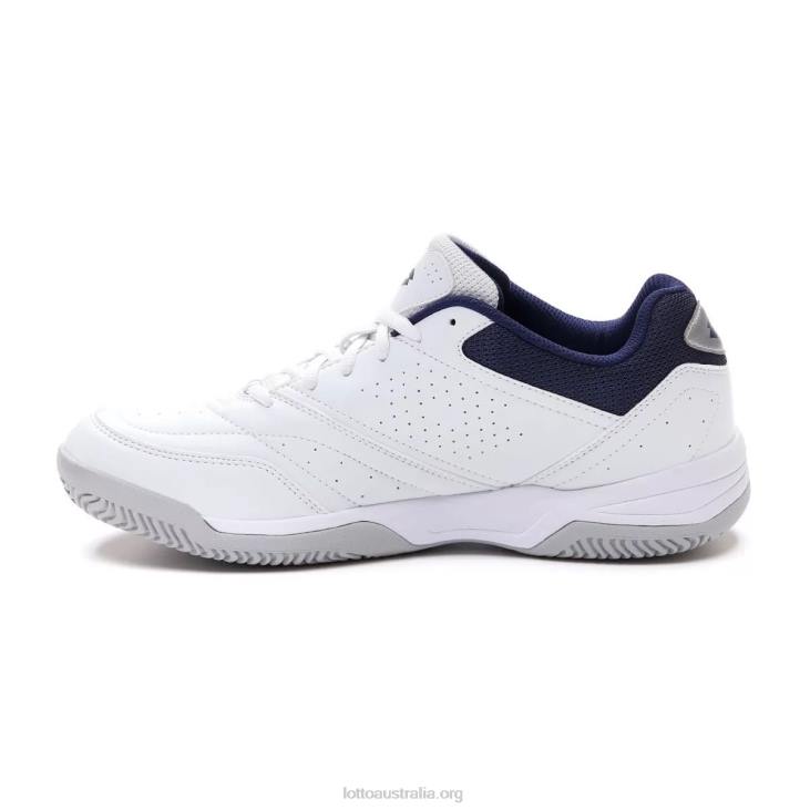 Men Lotto 204N73 All White/Navy Blue Court Logo Xviii