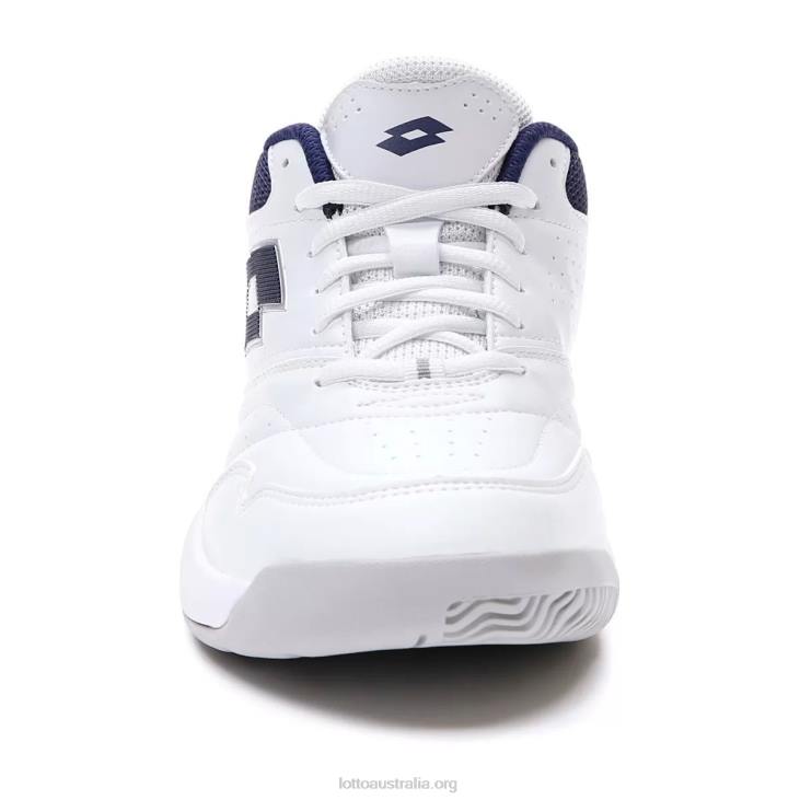 Men Lotto 204N73 All White/Navy Blue Court Logo Xviii