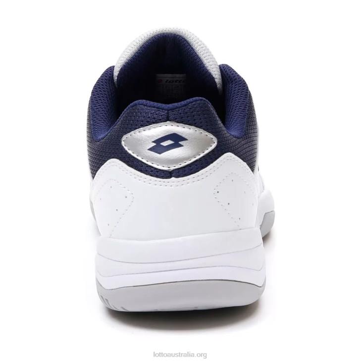 Men Lotto 204N73 All White/Navy Blue Court Logo Xviii