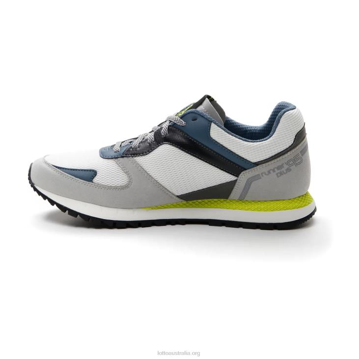 Men Lotto 204N75 White/Blue Mirage/Vapor Gray Runner Plus \'95 Amf V