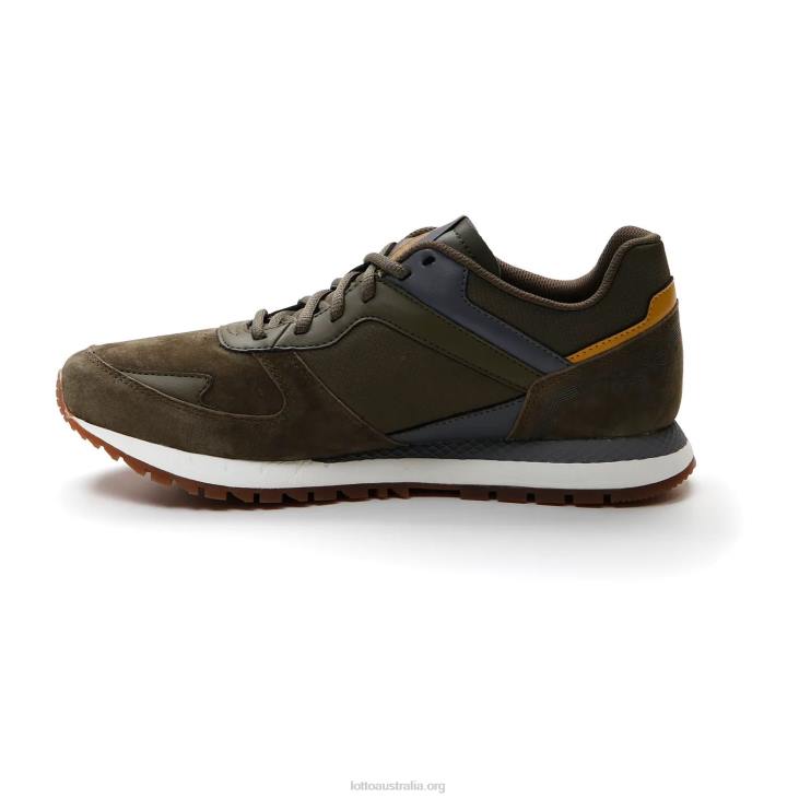 Men Lotto 204N77 Dark Olive/Light Asphalt Runner Plus \'95 IV Sue