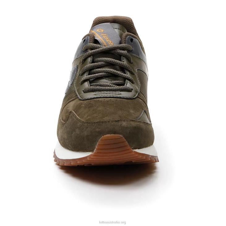 Men Lotto 204N77 Dark Olive/Light Asphalt Runner Plus \'95 IV Sue