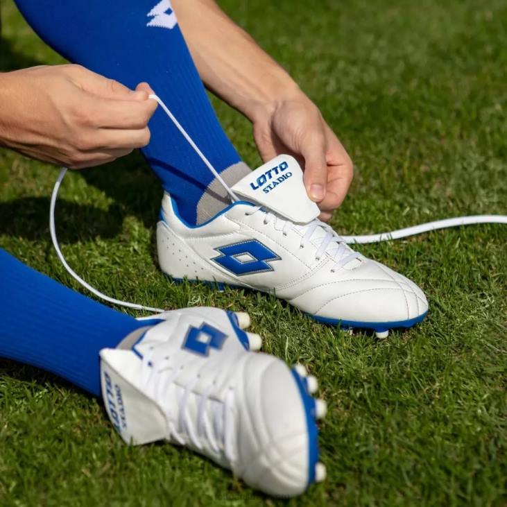 Men Lotto 204N147 All White/Pacific Blue Stadio 200 III Fg