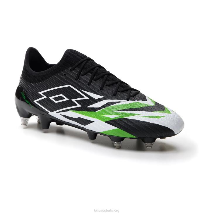 Men Lotto 204N156 All Black/All White/Spring Green Solista 200 VI Sgx