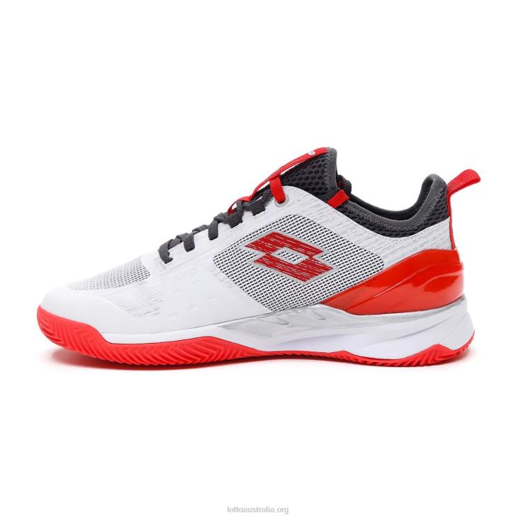 Men Lotto 204N101 All White/Red Poppy/Asphalt Mirage 200 Cly