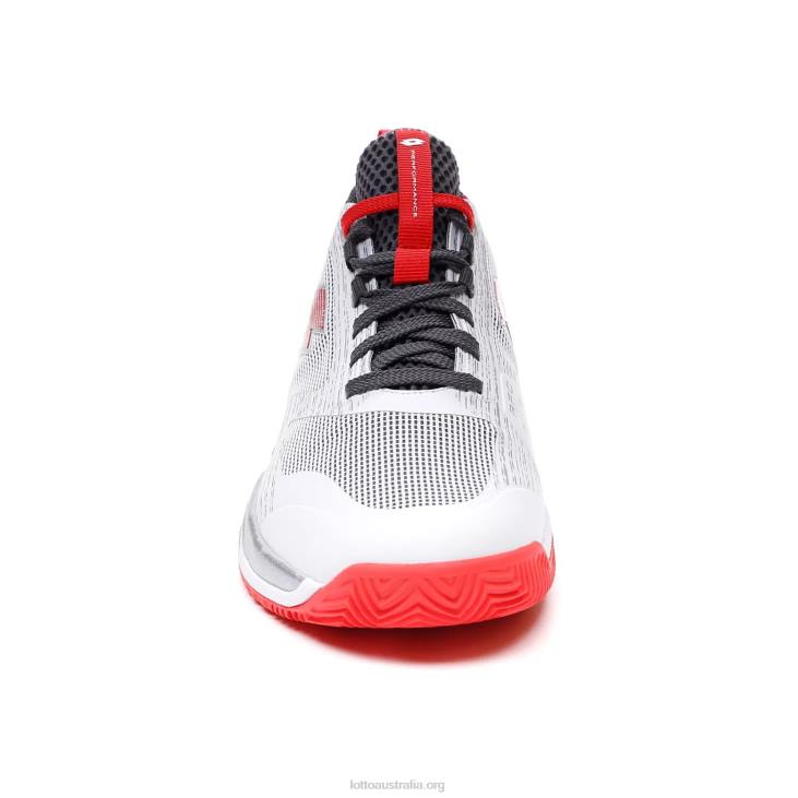 Men Lotto 204N101 All White/Red Poppy/Asphalt Mirage 200 Cly